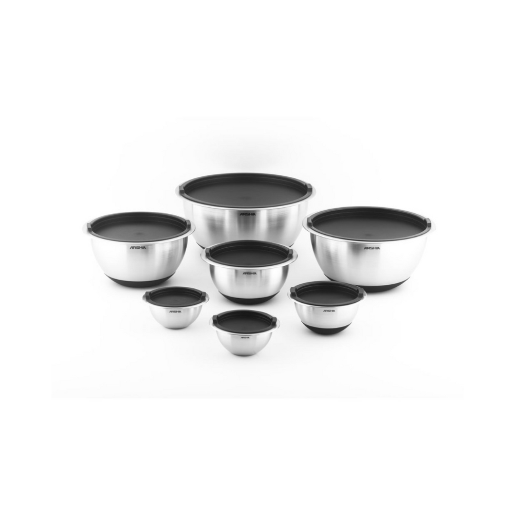 Arshia 14pcs Stainless Steel Covered Mixing Bowls