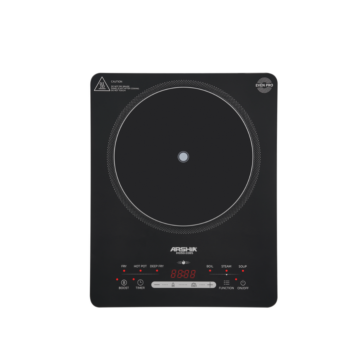 Arshia Induction Hob 2200W – Even Pro Technology, Raised Panel, 7 Multi Functions (Fry, Boil, Deep Fry, Steam, Soup, Boost) – Portable Electric Cooker