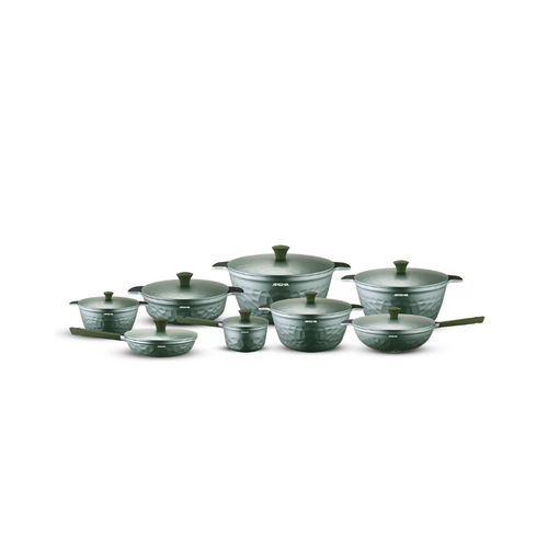 ARSHIA 16-Piece Green Diamond Cookware Set