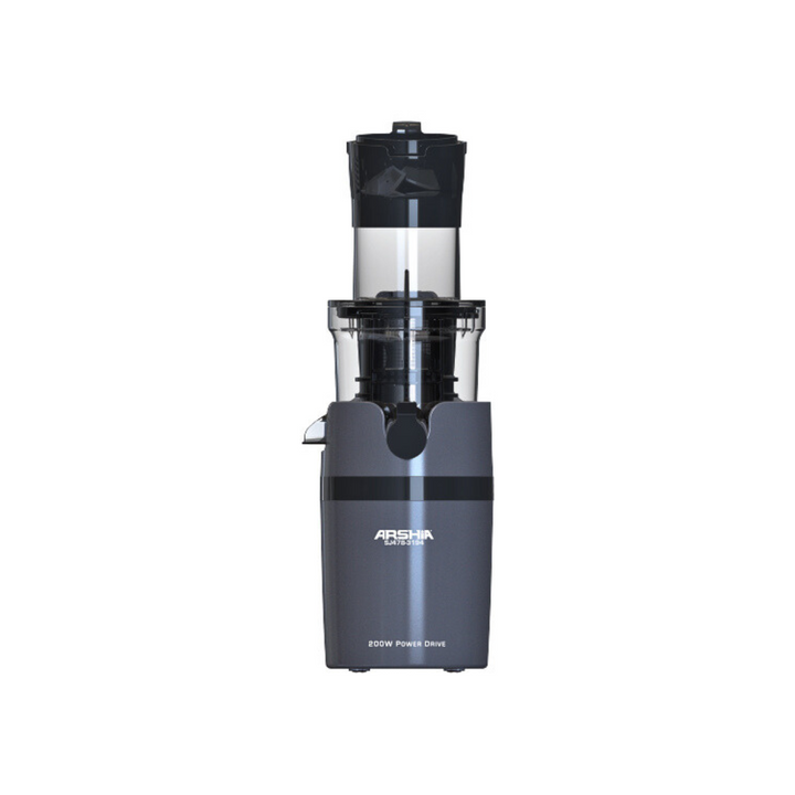 Arshia Slow Juicer 200W – Cold Press Masticating Juicer | 78mm Wide Chute, Quiet <72dB, High Nutrient Extraction (Grey/Black)