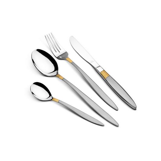 Arshia 86-Piece Gold & Silver Cutlery Set – Premium 18/10 Stainless Steel Flatware | Elegant Luxury Tableware for Dining & Entertaining
