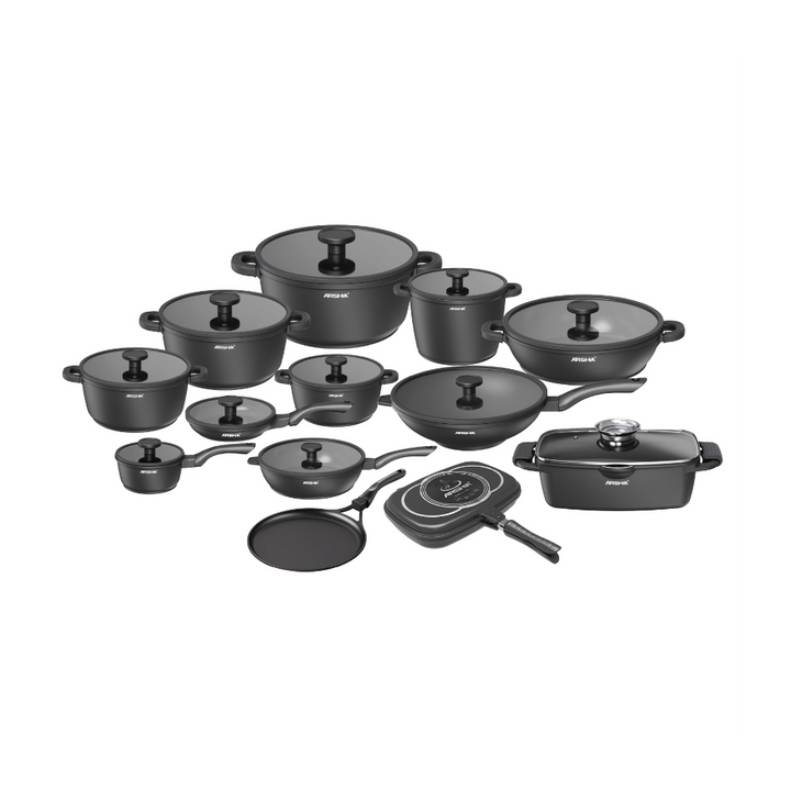 Arshia 25 PCs Die-Cast Aluminum Cookware Set