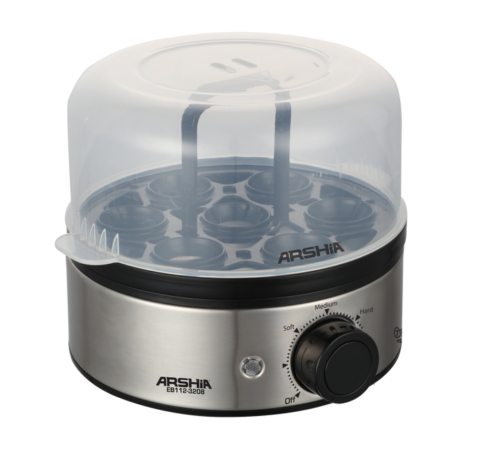 Arshia Egg Boiler – 7-Egg Capacity, 400W with Adjustable Doneness & Intelligent Precision Cooking System – Fast & Easy Egg Cooker for Soft, Medium & Hard Boiled Eggs
