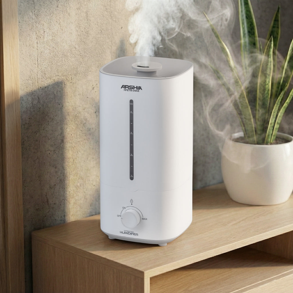Arshia 4.5L Ultrasonic Humidifier – Whisper Quiet, Top-Fill, Auto Shut-Off