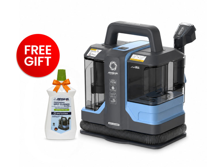 Arshia Spot Cleaner 750W | Portable Carpet & Upholstery Stain Remover with Dual Water Tanks + Free Shampoo