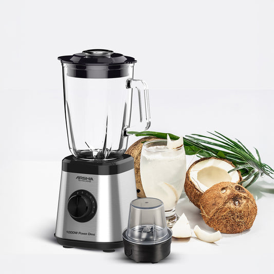 ARSHIA 1000W Table Blender – 1.5L Glass Jar, 6-Blade System, 5 Presets, Easy Speed Control, for Smoothies & Soups