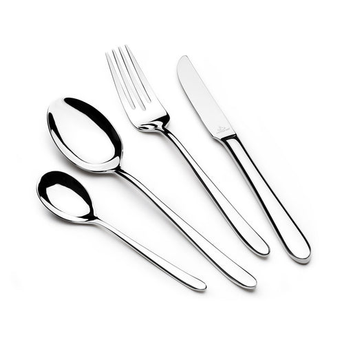 Arshia 48-piece Shiny Silver Cutlery Set with Stand