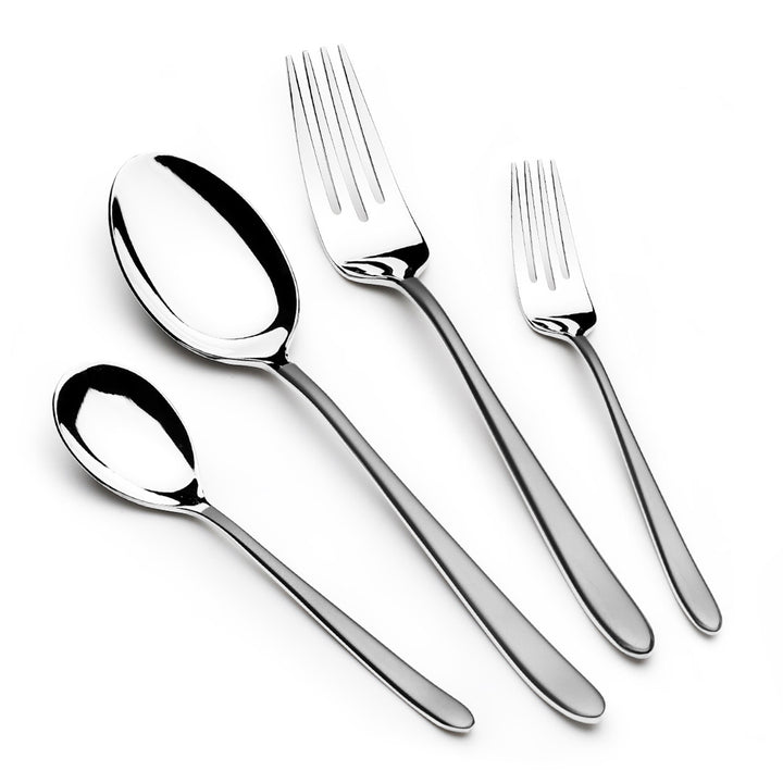Arshia 48-Piece Premium 18/10 Stainless Steel Silver Cutlery Set with Stand – Luxury Dinner Fork Spoon Knife & Tea Spoon Flatware – Rust Resistant Ergonomic Tableware