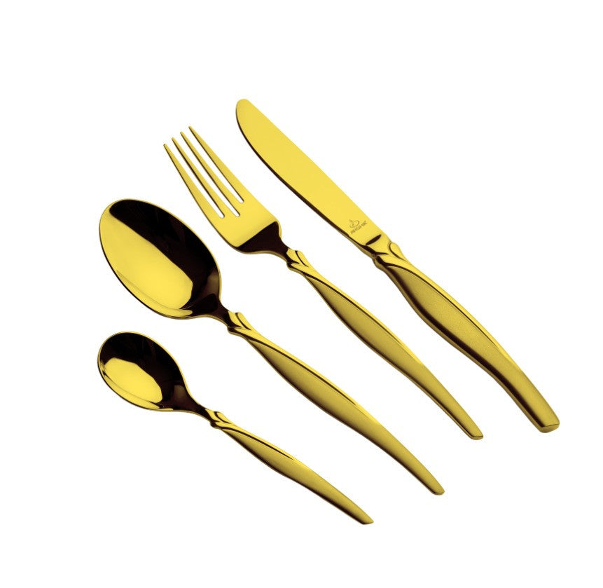 Arshia Wooden Case Stainless Steel Cutlery Set 133pcs Gold