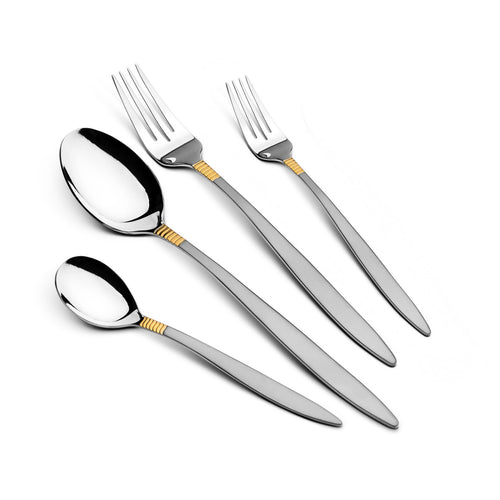 Arshia 48-piece Gold Silver Cutlery Stand with Stand