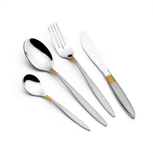 Arshia 26-piece Gold Silver Cutlery Set with Stand