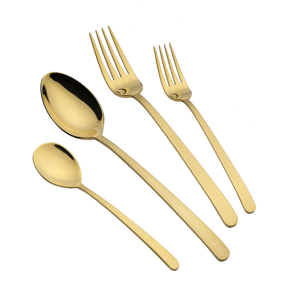 Arshia 48-piece Gold Sunblast Cutlery Set with Stand