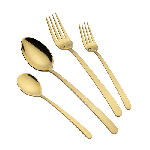 Arshia 48-piece Gold Sunblast Cutlery Set with Stand