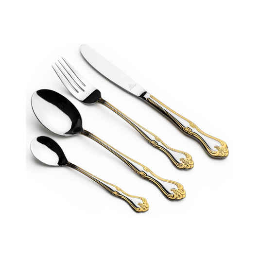 Arshia 86-Piece Gold & Silver Cutlery Set TM112G – Premium 18/10 Stainless Steel, Elegant & Durable Tableware