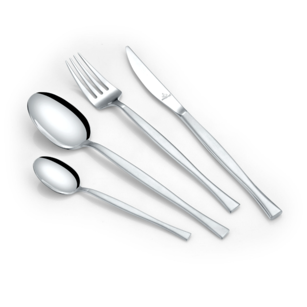 Arshia 86-Piece Silver Matte Cutlery Set – Premium 18/10 Stainless Steel, Dual-Tone Elegant Flatware