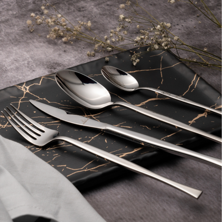 Arshia 86-Piece Silver Cutlery Set – Premium 18/10 Stainless Steel, Elegant Flatware, Durable & Stain-Resistant