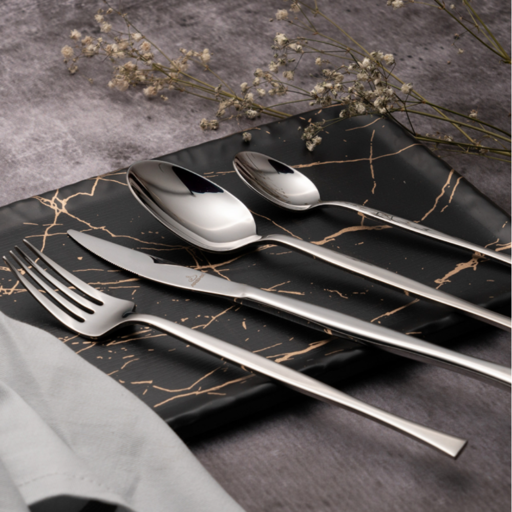 Arshia 86-Piece Silver Cutlery Set – Premium 18/10 Stainless Steel, Elegant Flatware, Durable & Stain-Resistant