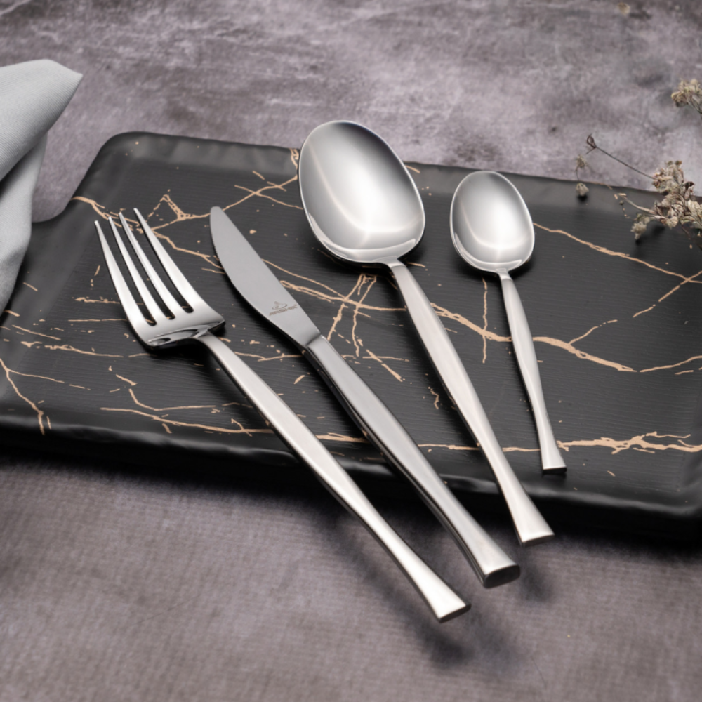 Arshia 86-Piece Silver Cutlery Set – Premium 18/10 Stainless Steel, Elegant Flatware, Durable & Stain-Resistant