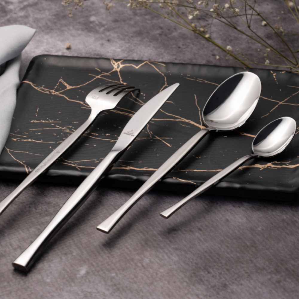 Arshia 86-Piece Silver Cutlery Set – Premium 18/10 Stainless Steel, Elegant Flatware, Durable & Stain-Resistant