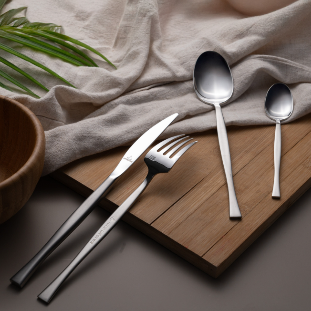 Arshia 86-Piece Silver Cutlery Set – Premium 18/10 Stainless Steel, Elegant Flatware, Durable & Stain-Resistant