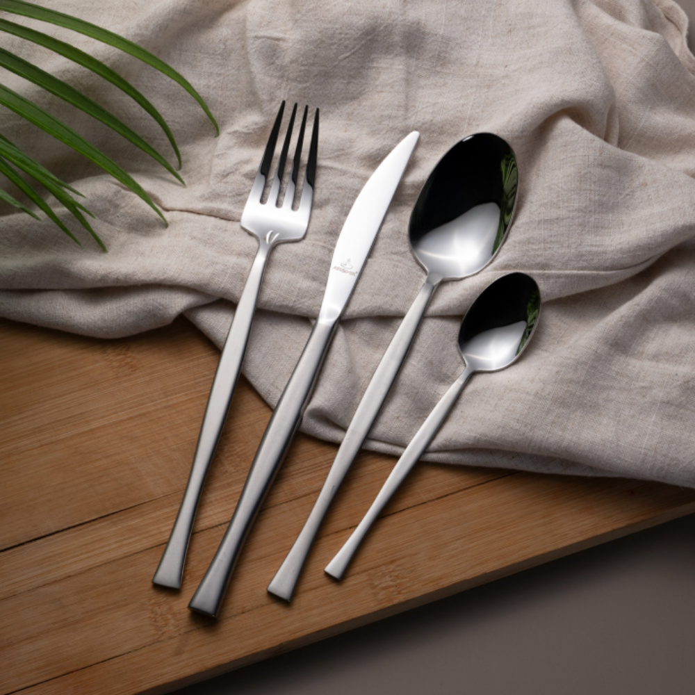 Arshia 86-Piece Silver Cutlery Set – Premium 18/10 Stainless Steel, Elegant Flatware, Durable & Stain-Resistant