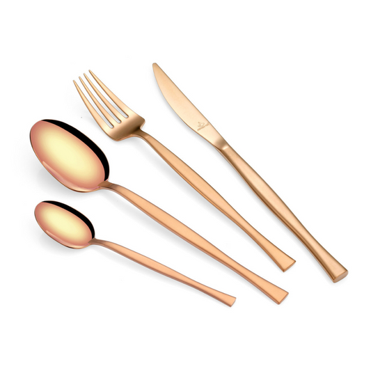 Arshia 86-Piece Rose Gold Sandblast Cutlery Set – Premium 18/10 Stainless Steel, Elegant & Durable Flatware