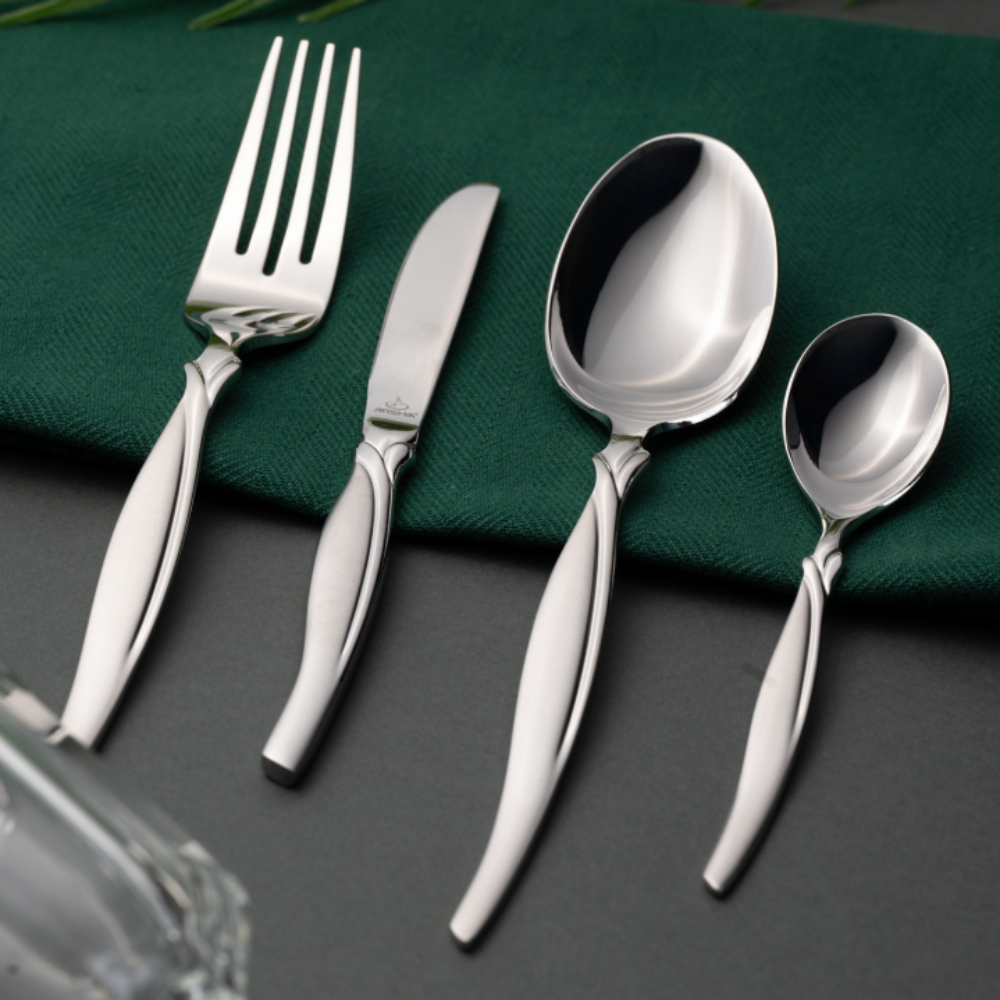 Arshia 95-Piece Stainless Steel Cutlery Set – Silver Flatware TM145S | Premium 18/10 Luxury Tableware for Dining & Entertaining