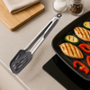 Arshia 12-Inch Turner Tongs – Stainless Steel & Silicone, Non-Slip Grip, Heat-Resistant, Safe for Nonstick