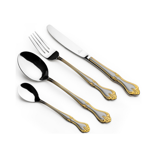 Arshia 86-Piece Gold & Silver Cutlery Set TM112GS – Premium 18/10 Stainless Steel, Elegant & Durable Flatware