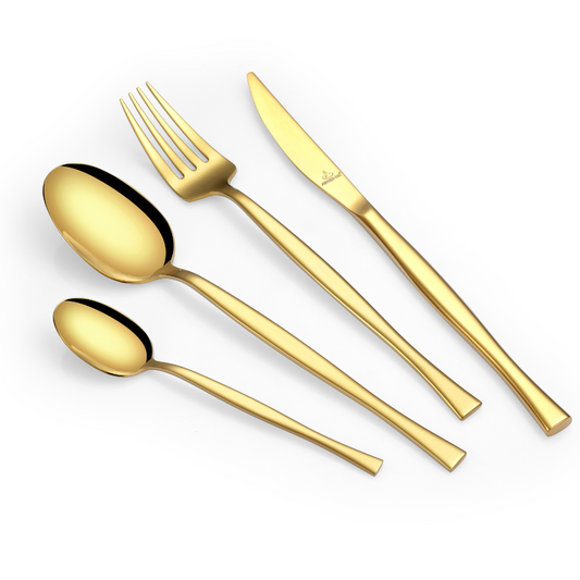 Arshia 86-Piece Gold Cutlery Set – Premium 18/10 Stainless Steel, Elegant & Durable Flatware Collection