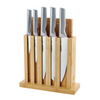 Arshia 7-Piece Knife Set with Wooden Stand & Bamboo Cutting Board – Stainless Steel Blades, Ergonomic Handles