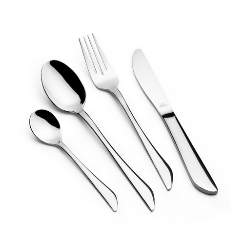 Arshia 26-Piece Shiny Silver Cutlery Set with Stand – Premium 18/10 Stainless Steel Flatware | Mirror-Polished Luxury Tableware