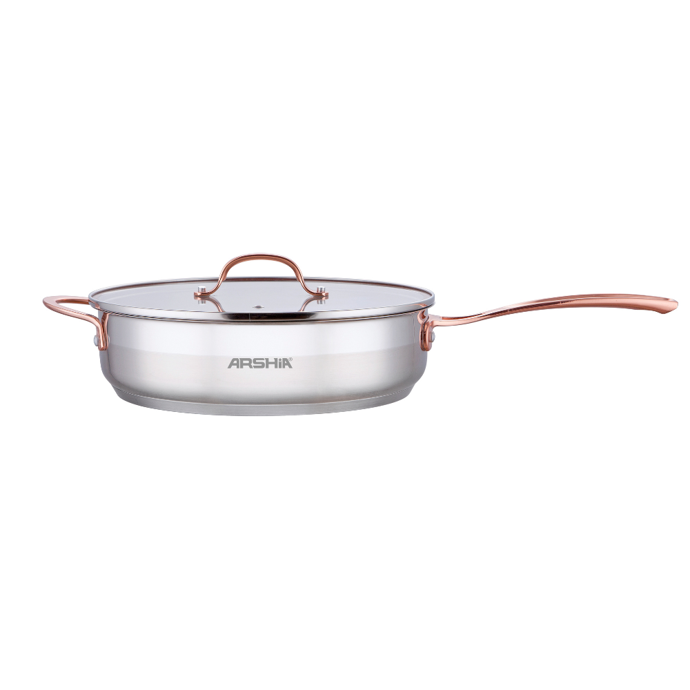 Arshia 9-Piece Premium Stainless Steel Cookware Set with Copper Handles | Tri-Ply Base, Induction Compatible, Dishwasher Safe