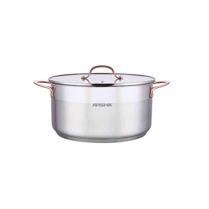 Arshia 9-Piece Premium Stainless Steel Cookware Set with Copper Handles | Tri-Ply Base, Induction Compatible, Dishwasher Safe