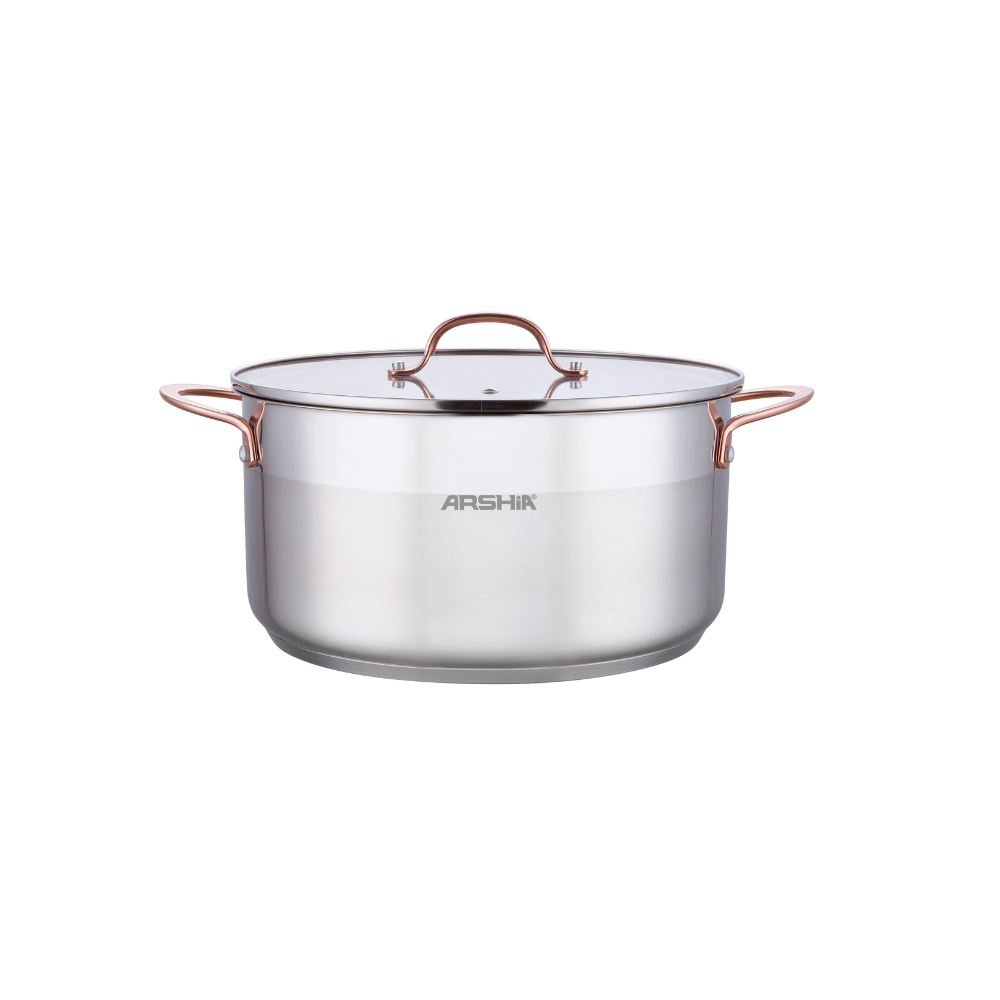 Arshia 9-Piece Premium Stainless Steel Cookware Set with Copper Handles | Tri-Ply Base, Induction Compatible, Dishwasher Safe