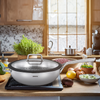 Arshia 30cm Stainless Steel Wok Pan with Lid – 3-Ply, Non-Stick, Even Heat, Versatile Cooking