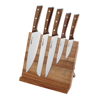Arshia 6-Piece German Steel Knife Set with Wooden Block