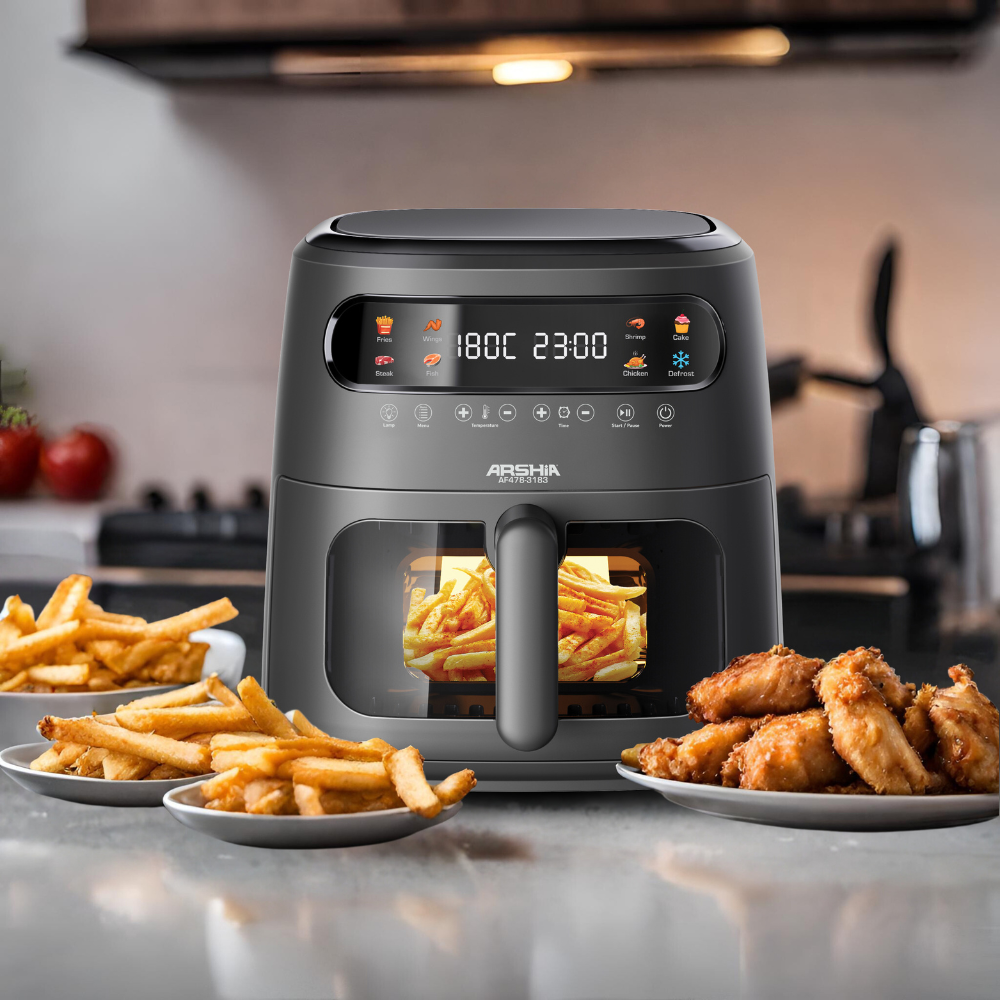 Arshia 8L Multifunctional Air Fryer with Window Basket & Digital Touch – 8-in-1 Cooking Presets, 1750W