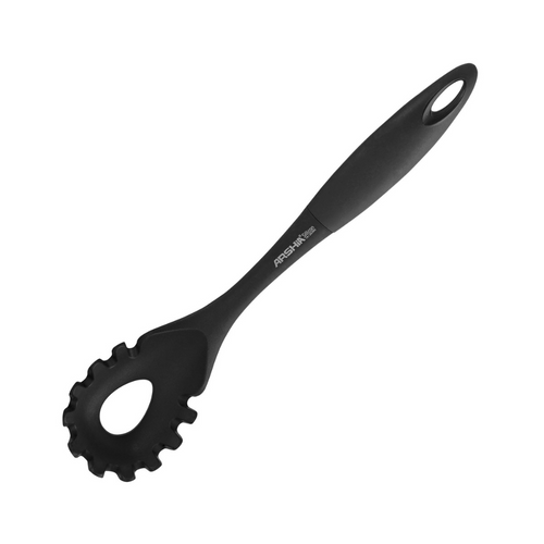 Arshia Silicone Spaghetti Server (Black) – Heat Resistant, Nonstick Safe, Ergonomic Handle, Dishwasher Safe