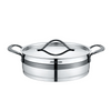 Arshia 16-Piece Stainless Steel Cookware Set – Black , Casseroles, Frypan, Teapot & Turkish Coffee Pot, Induction & Gas Compatible, Durable Handles