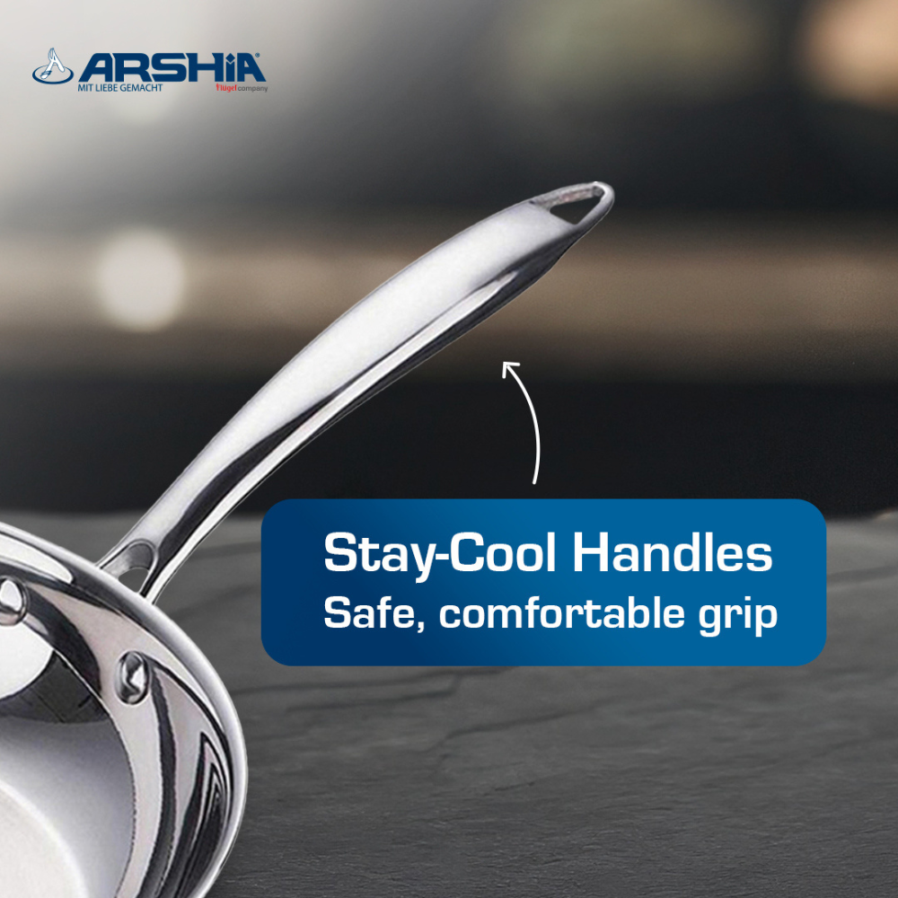 Arshia 26cm Tri-Ply Stainless Steel Fry Pan