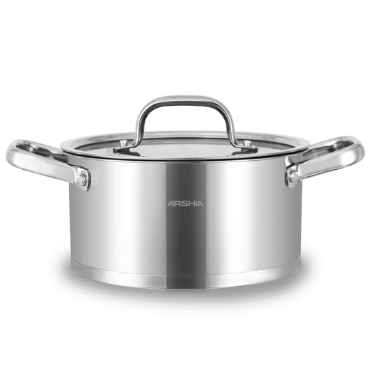 Arshia 8-Piece Stainless Steel Cookware Set – Premium 18/10 Steel, Non-Stick & Induction Compatible | Durable & Elegant Kitchen Set