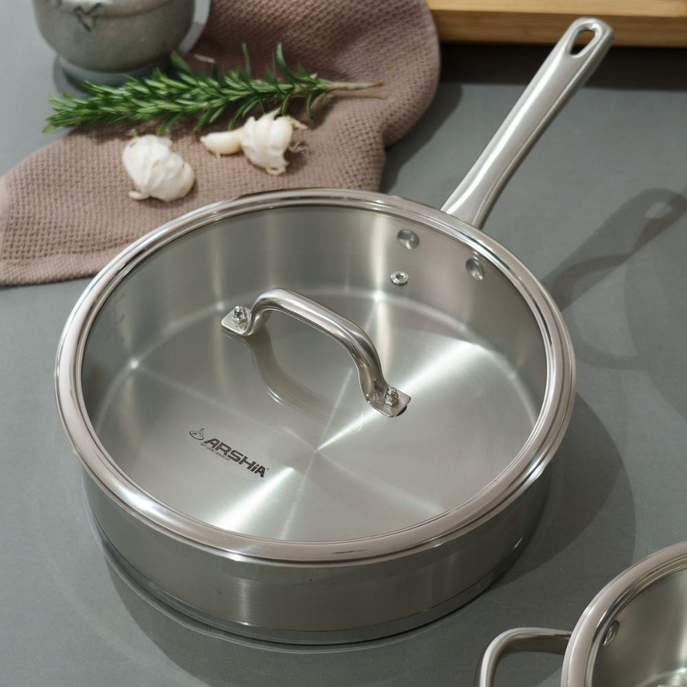 Arshia 8-Piece Stainless Steel Cookware Set – Premium 18/10 Steel, Non-Stick & Induction Compatible | Durable & Elegant Kitchen Set