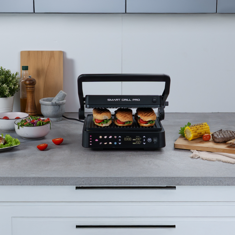 Arshia Smart Grill Pro 2000W – 180° Open Flat Electric Grill with Dual Temperature Control, Non-Stick Plates & Drip Tray