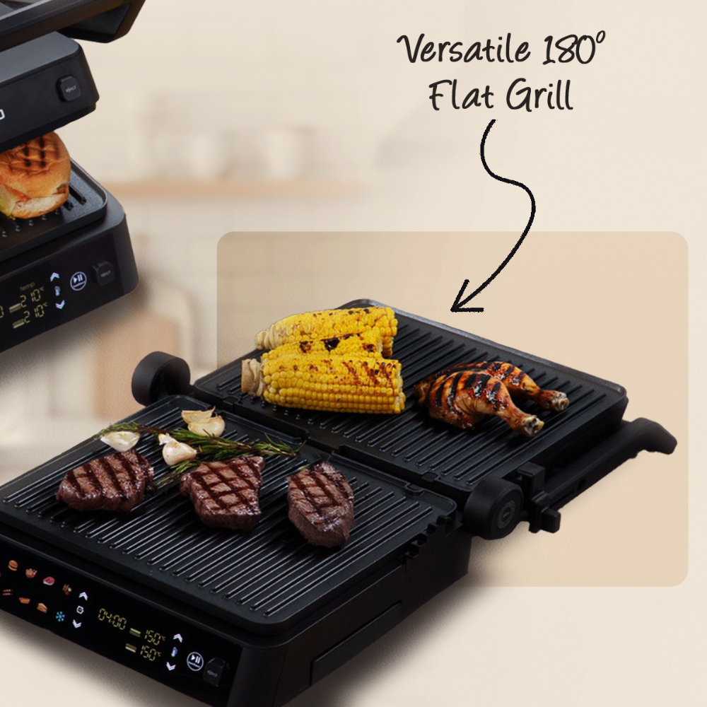 Arshia Smart Grill Pro 2000W – 180° Open Flat Electric Grill with Dual Temperature Control, Non-Stick Plates & Drip Tray