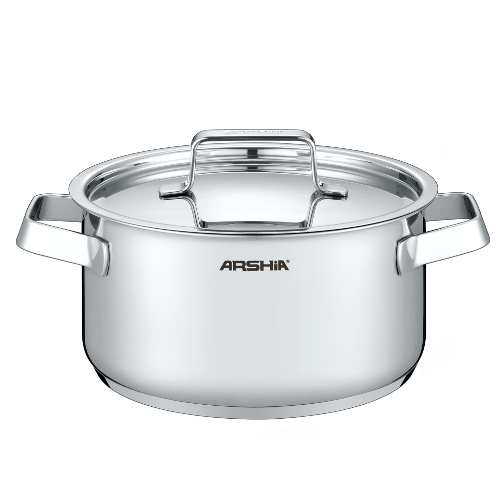 Arshia 16cm Premium Stainless Steel Casserole with Lid – 3-Layer Base, Mirror Finish, Induction Compatible