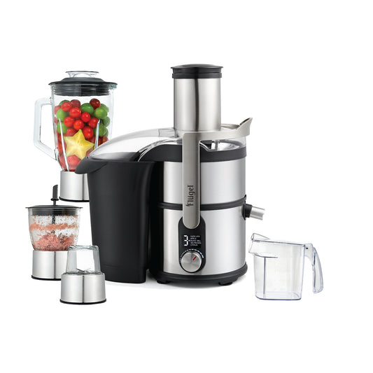 Flügel 4-in-1 Juicer Machine 800W – Juicer, Blender, Coffee Grinder & Chopper | XL Feeding Tube, Stainless Steel, 5-Speed, Easy Clean