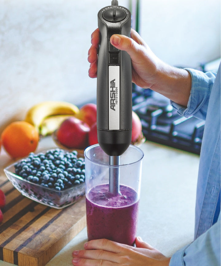 Arshia Premium Hand Blender – 800W, Black, with 800ml Blending Jar