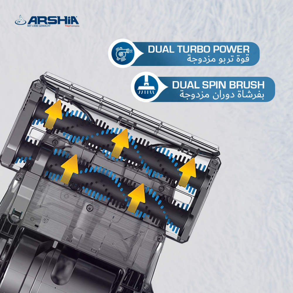 Arshia Carpet Washer 800W – Dual Turbo Power, HeatForce Quick Dry 30min, 11KPA Suction, 2.1L Tank, Upholstery Tool & Advanced Scrubbing Brush – 18-Month Warranty