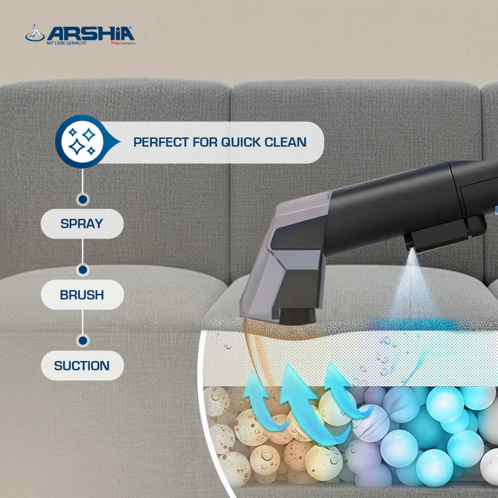 Arshia Spot Cleaner 750W – Dual Tank Carpet & Upholstery Cleaner, Portable Deep Stain Remover with 6.45m Reach, Brushes & 5m Power Cord
